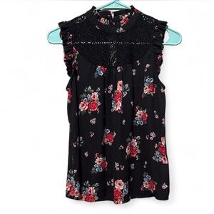 Floral Black Sleeveless Top